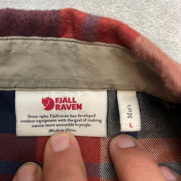 fjallraven FJÄLLGLIM Shirt Mens Large Slim Fit Autumn Leaf Plaid Flannel - Picture 5 of 8